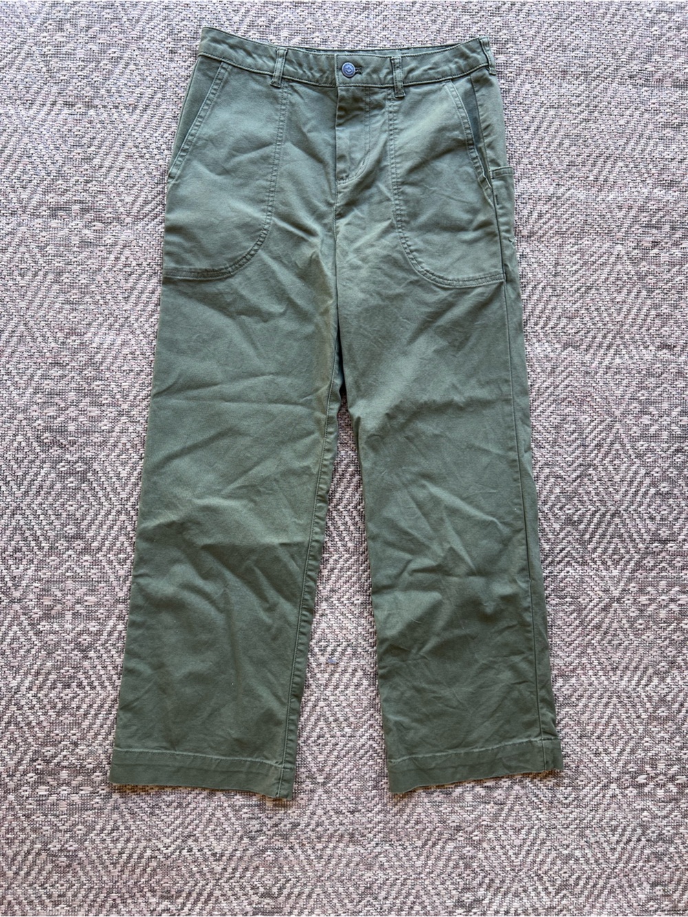 Patagonia Organic Cotton Utility Pants Olive Green Womens 4 Wide‎ Leg